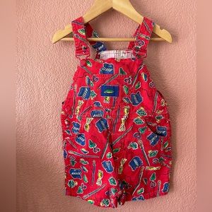 Vintage 80s Red Toddler Overalls